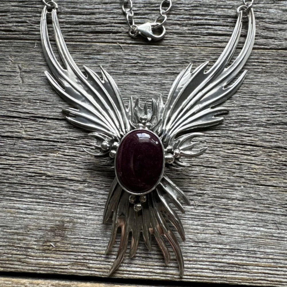 Navajo Sterling Silver Purple Spiny Oyster Chain Lariat Y Necklace Earrings Set - Picture 7 of 12